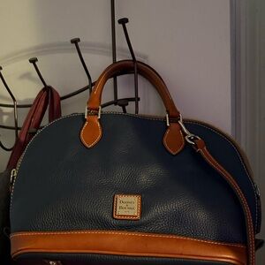 Dooney & Bourke Blue and Tan Leather Handbag